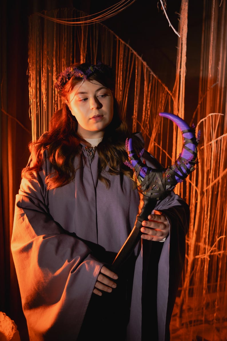 Wizardry Rod Purple Crescent Moon Staff – Druid Cosplay Wand, Lunar Rod, Witchcraft ...