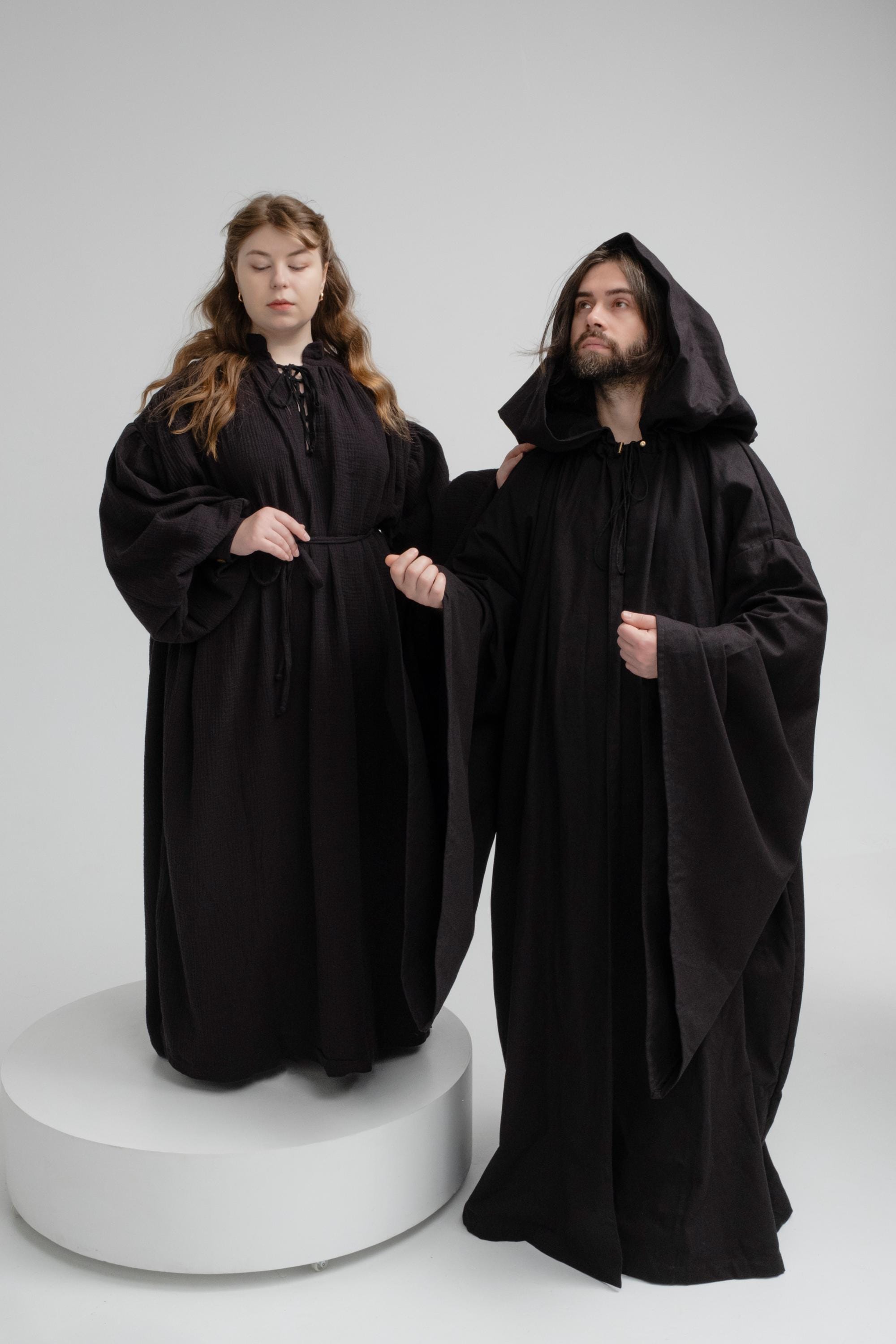 Raven Set – Black Cloak and Tunic, Sorcerer or Warlock Outfit, Gothic ...