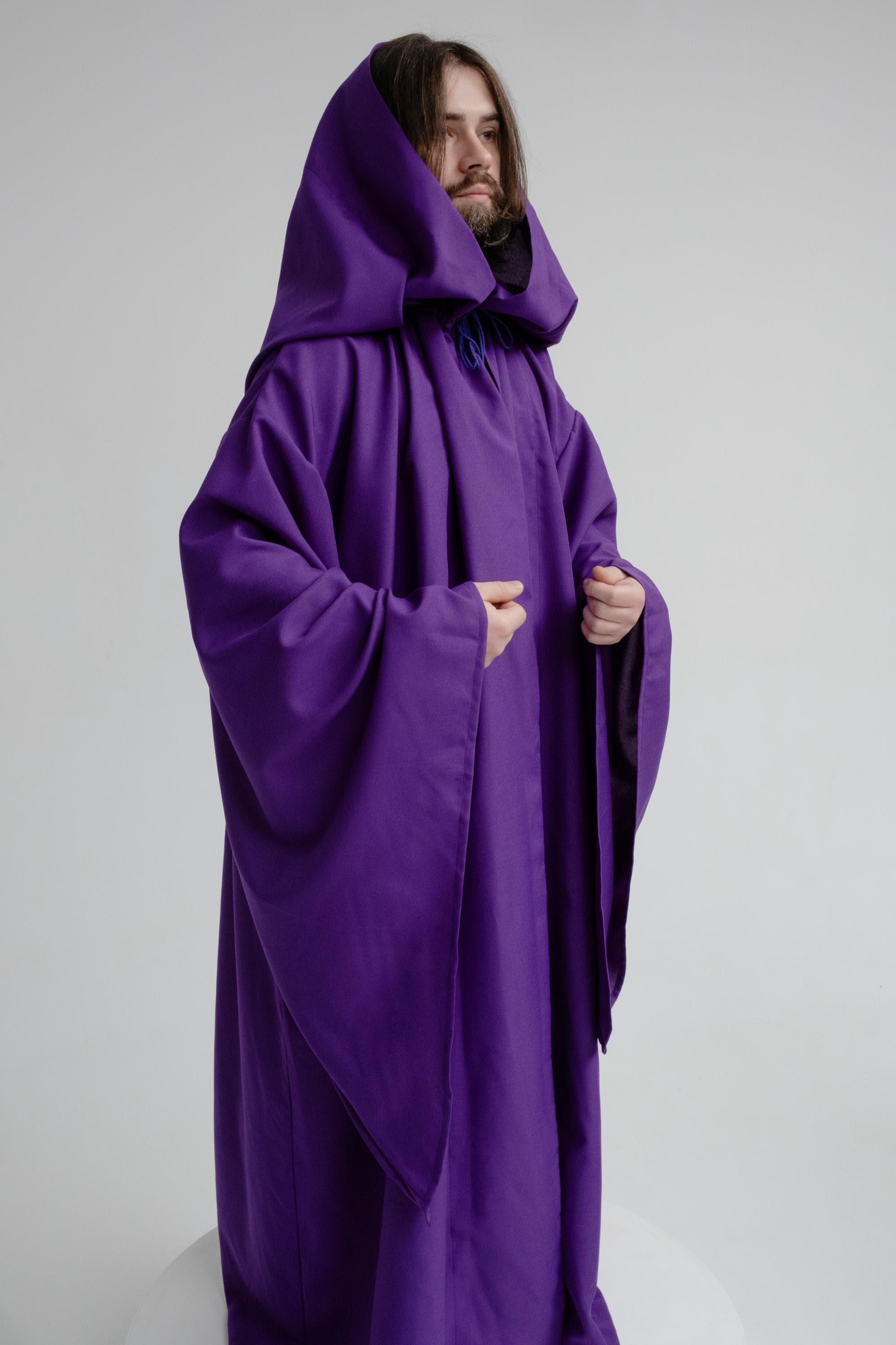 Violet Mist Cloak – Handmade Deep Purple Hooded Cape, Unisex Mystery ...