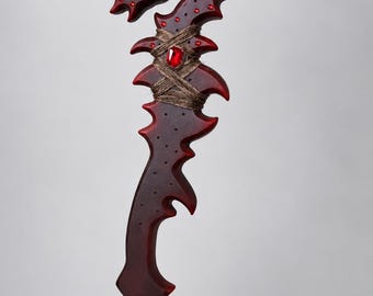 のあ 木製ファンタジー風杖オーダー品 ダークフォレストスタッフ - ソーンウッドミスティックスタッフ、彫刻