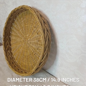 Large Round Wicker Tray for Rustic Home Decor