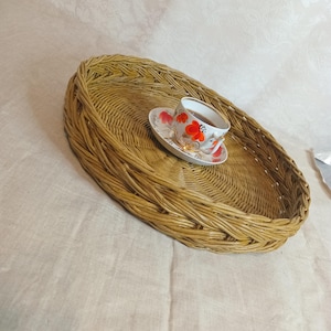 Large Round Wicker Tray for Home Decor