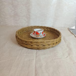 Large Round Wicker Tray for Home Decor