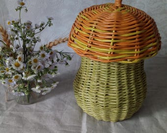 Rieten opbergmand met deksel kinderkamerdecoratie