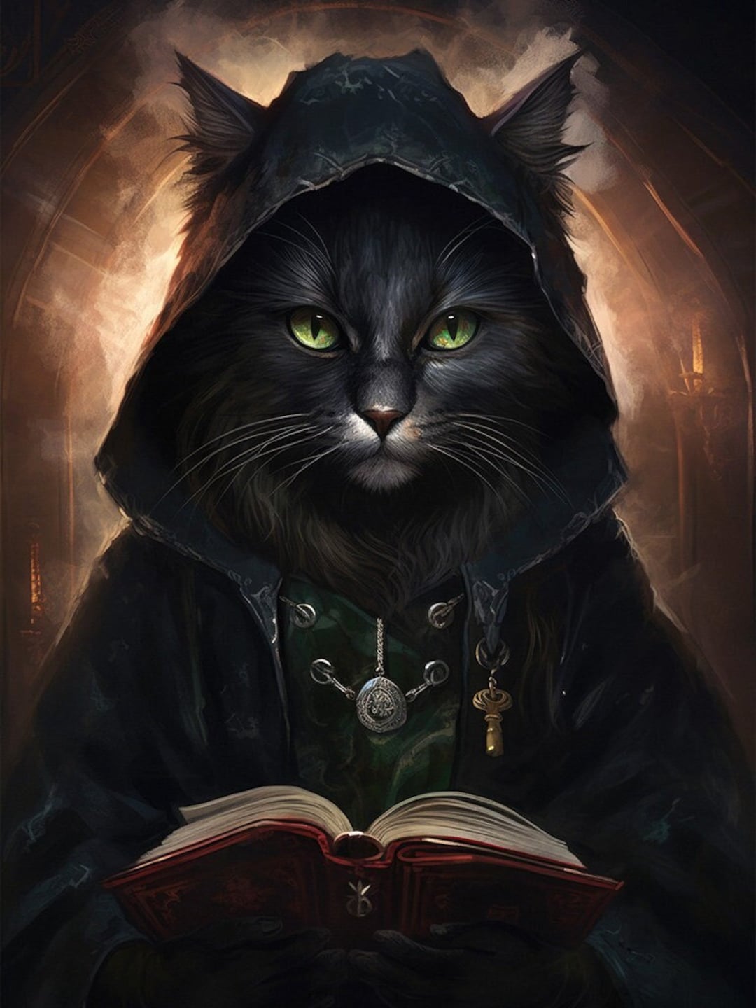Black Cat Witch Animal Wall Art Gothic Wizard Halloween - Etsy