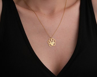 Personalisierte Paw Gold Halskette, individuelle Paw Name Halskette, Haustier Erinnerungsgeschenk, Hund Mama Halskette, Muttertagsgeschenke, handgemachter Schmuck