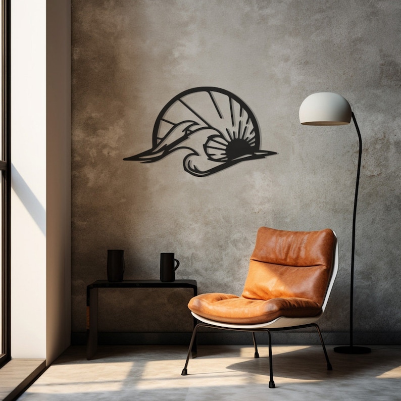 Wave Themed Metal Wall Art, Ocean Design Decor, Nautical Home Accent