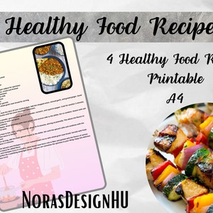 4 Healthy Recipes with photos/printable/A4