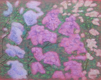 Blumenstilleben mit Hortensienblüten Originales Antikes Pastellgemälde des sowjetkrainischen Künstlers V. I. Gubar Signiertes Kunstwerk 50x65cm