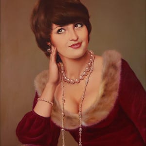 Portrait eines Mädchens in einem Roten Kleid Öl Gemälde Original Europäische Künstlerin Frau Weibliches Portrait Vintage Kunstwerk auf Leinwand