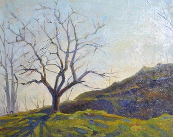 Original Vintage Oil Painting, Mountain Landscape, Ukrainian Impressionist Fine Art