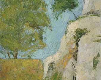 Mountain Landscape Oil Painting, Original Vintage Impressionist Art