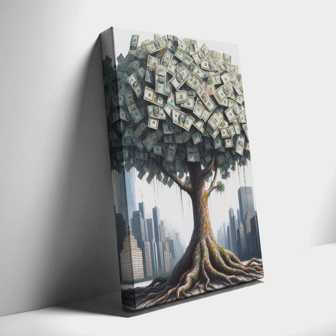 Money Tree Wall Art, Success Decor, Large Entrepreneur Painting Print