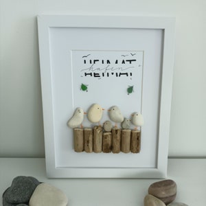 Stone picture &quot;Home port&quot; Coastal love Seagulls Beach Baltic Sea North Sea At home