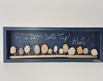 Stone picture "Birds on reeds", flock of birds, friends, friendship