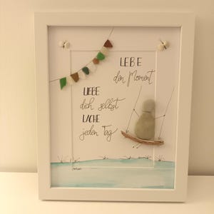 Stone picture &quot;Live the moment&quot;, self-love, mindfulness, enjoying life