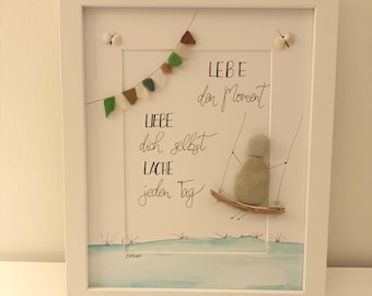 Steenafbeelding "Leef in het moment", zelfliefde, mindfulness, genieten van het leven
