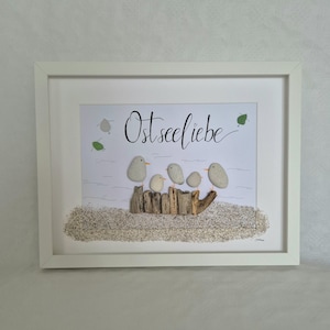 Stone picture &quot;Baltic Sea Love&quot; a feeling of home, Baltic Sea, North Sea, coast, love for the coast