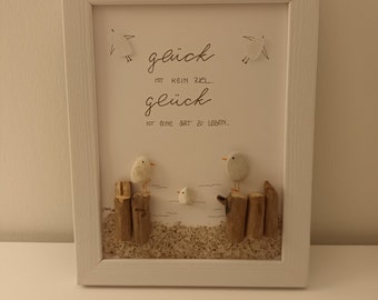 Stone picture "Happiness is a way of life" Gift, Pebble Art, Happiness