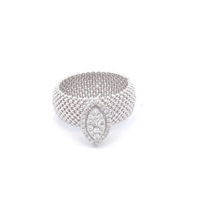 14k White Gold Diamond Ring: Heart Wedding Band