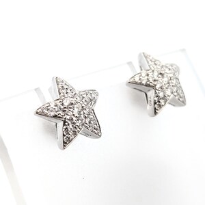 18K White Gold Star Shape Luxury Earring with Round Natural Diamond | Gift for her | Fine Jewelry | Natural Diamond Stud Earring