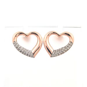 14K Heart Shape Rose Gold with Natural Diamond Luxury Earring | Gift for her | Signature Collection | Fine Jewelry Line | Premium Drop