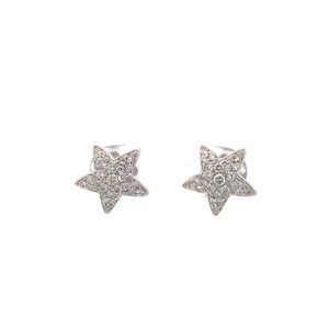 18k White Gold Star-Shaped Earrings | VS1+ Natural Diamonds | Gift for her