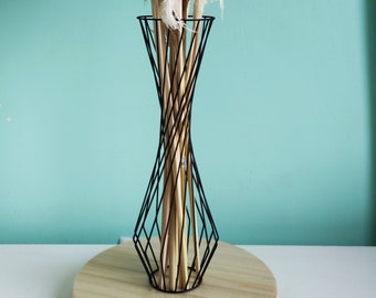 Iron vase, Metal wire vase, dried pampas flower vase, geometric vase, nordic scandinavian style, decorative living room table decor, 3 sizes