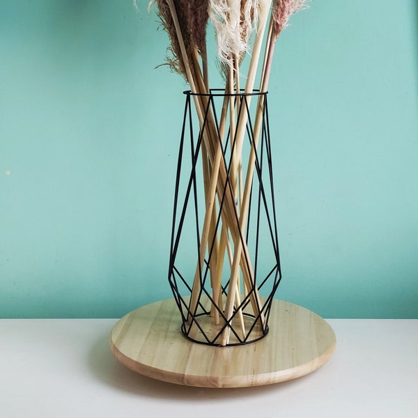 Iron vase, Metal wire vase, dried pampas flower vase, geometric vase, nordic scandinavian style, decorative vase, living room table decor