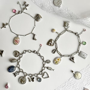 Custom Charm Bracelet – Silver-Plated Stainless Steel | Design your bracelet with 1-10 charms & 3 chain styles, gift for her