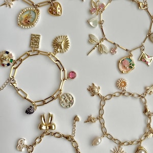 Customizable Charm Bracelet – 18K Gold Plated | Choose 1 to 10 Charms & 3 Chain Options, Gift for her