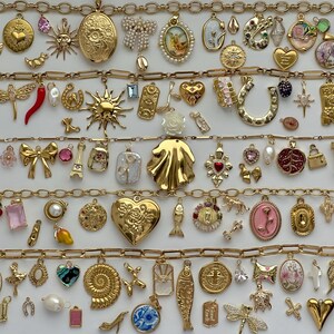 Coquette Charm Soup – vergoldete Herz- und Schleifen Charms | Romantische Schmuckanhänger für DIY Schmuck & Geschenke