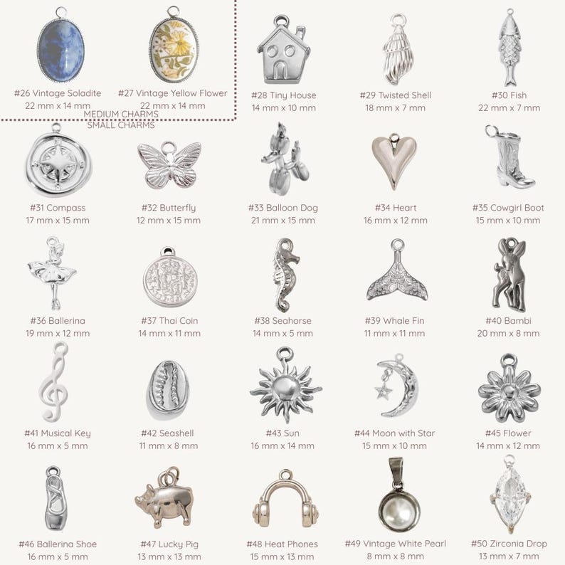 Personalisiertes Charm Armband Edelstahl versilbert | 1-10 Anhänger & Kettenstil wählen | Bettelarmband wasserfest nickelfrei Geschenk