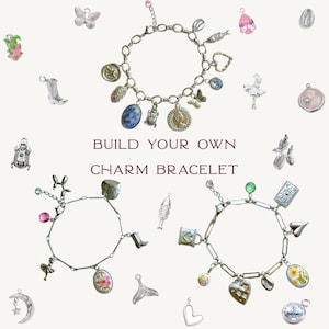 Personalisiertes Charm Armband aus versilbertem Edelstahl – 1 bis 10 Anhänger & 3 Kettenarten – Geschenkidee für Frauen und Freundinnen