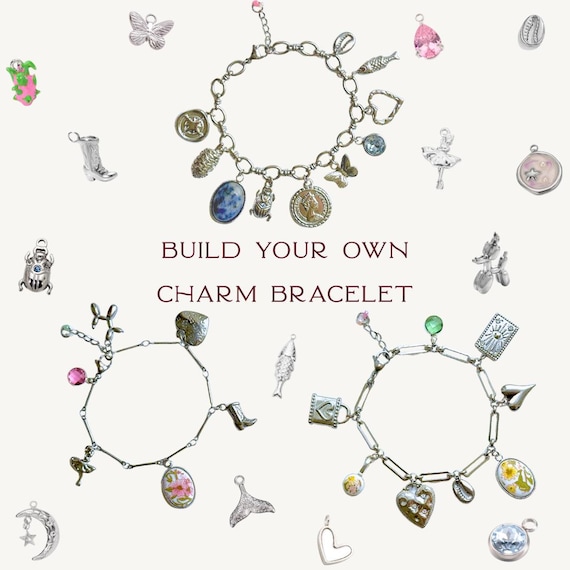 Personalisiertes Charm Armband aus versilbertem Edelstahl – 1 bis 10 Anhänger & 3 Kettenarten – Geschenkidee für Frauen und Freundinnen