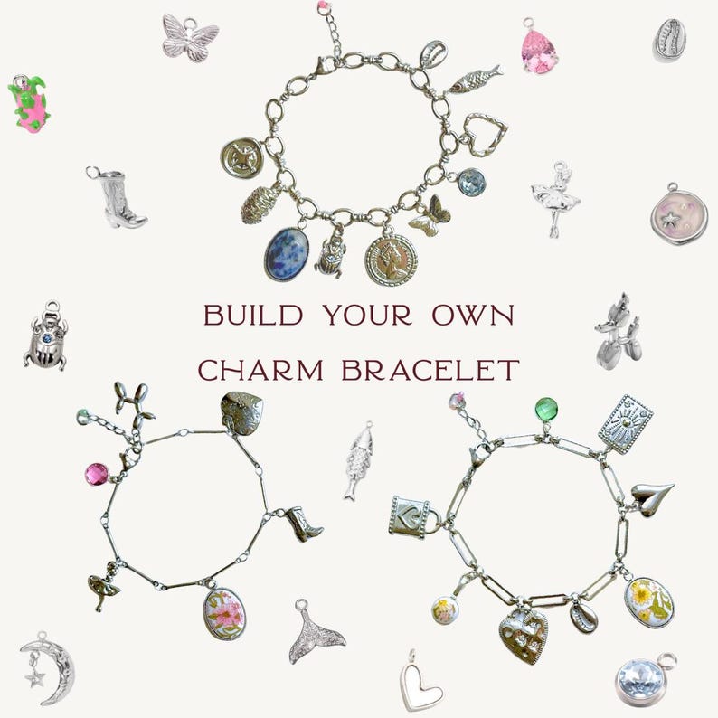 Personalisiertes Charm Armband aus versilbertem Edelstahl – 1 bis 10 Anhänger & 3 Kettenarten – Geschenkidee für Frauen und Freundinnen