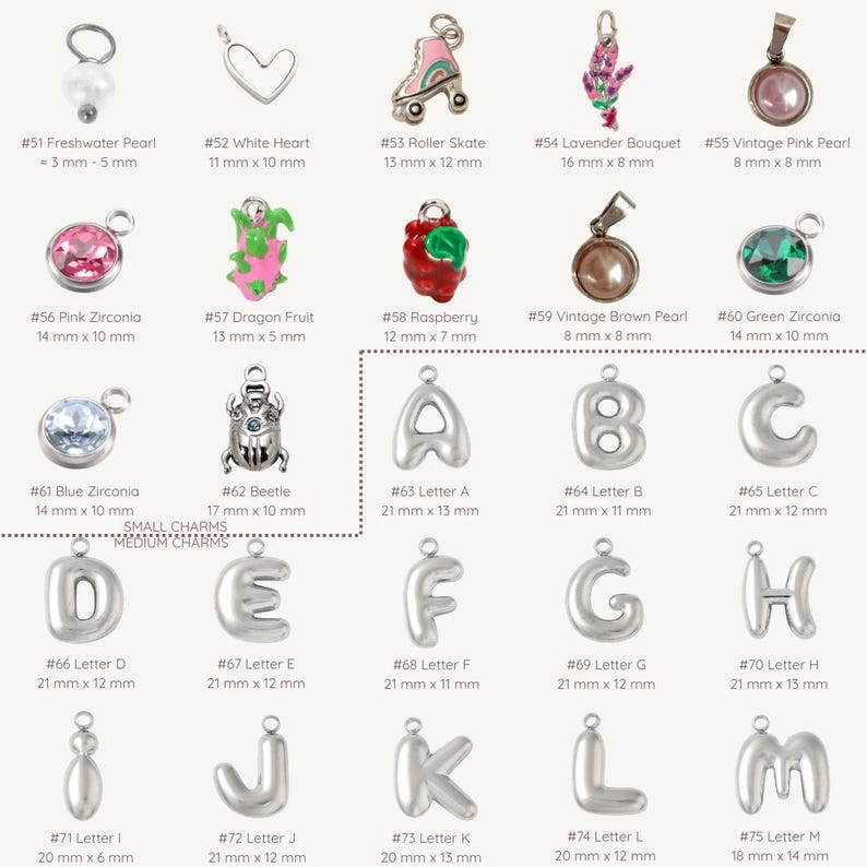 Personalisiertes Charm Armband Edelstahl versilbert | 1-10 Anhänger & Kettenstil wählen | Bettelarmband wasserfest nickelfrei Geschenk