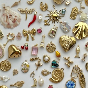 Charm Soup – 10/20/30/40/50 unieke bedels in een mix, vintage en nieuwe hangers, doe-het-zelf sieradenset, roestvrij staal en 18 karaat goud, waterdicht