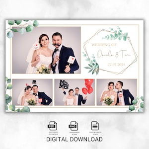 Photo Booth Template, Photo Box Template, Wedding, Birthday, Party, Digital Download, PNG, PDF, Guide, Instructions, Eucalyptus, Gold