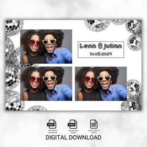 Photo Booth Template, Photobox Template, Wedding, New Year's Eve, Birthday, Party, Guide, Instructions, Disco, Party, Disco balls