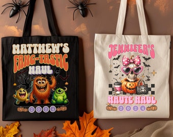 Personalized Halloween Tote Bag, Customized Halloween Name Bag,Halloween Treat Bags for Kids,Kids Halloween Bag,Trick or Treat Bag,Treat Bag