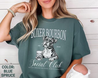 Boxer Bourbon Social Club Shirt: Funny Dog Lover Whiskey Tee