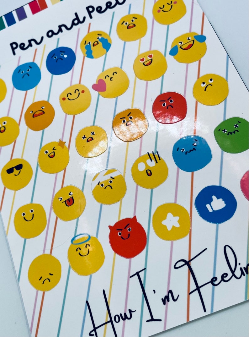 Feelings Emoji Stickers SEL Journal Stickers Social Emotional Learning ...