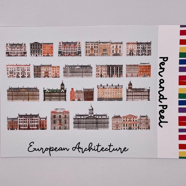 European Architecture Sticker Sheet Journaling Vintage Scrapbooking Traveler Stationery Laptop Stickers