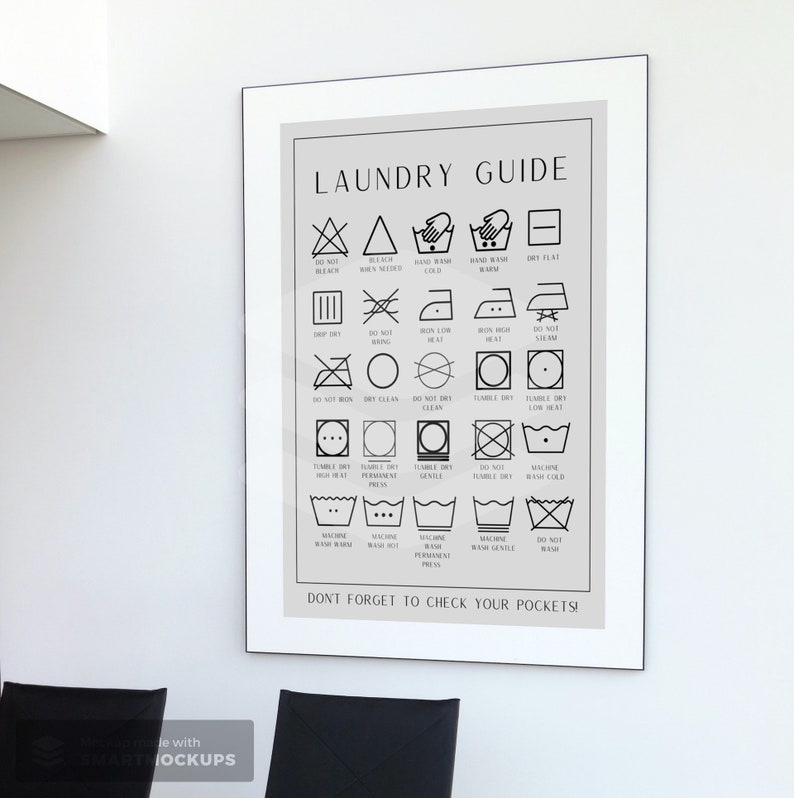Laundry Guide Printable Laundry Room Laundry Symbols Etsy