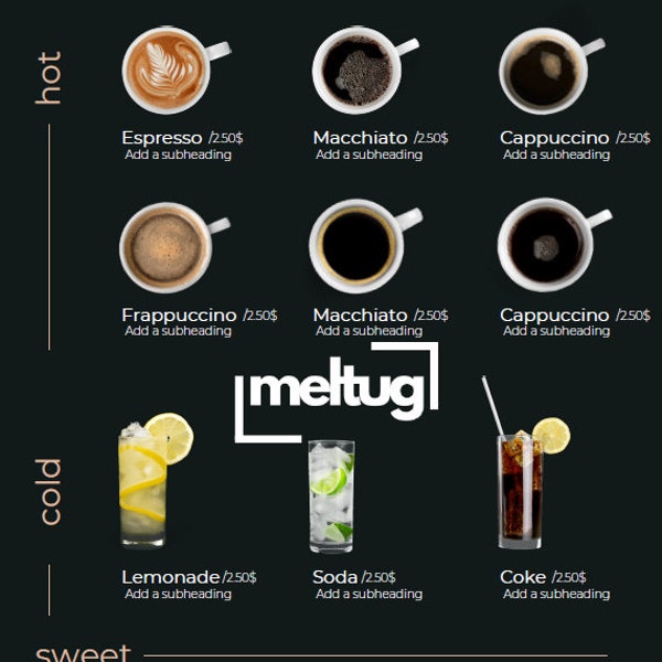 Cafe Menu Template, Modern Editable Cafe Menu, Printable Cafe Menu, Minimalist Cafe Menu, Editable Menu Design, Cafe Menu Design, Cafe Menu