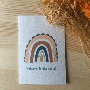 Tarjeta de semillas plantable Babyshower, tarjeta de felicitación arco iris, tarjeta compostable ecológica
