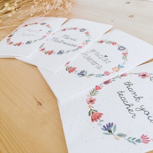 Merci professeur carte de graines à planter, carte de voeux, carte compostable respectueuse de l'environnement