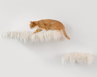 Estantes de pared para gatos, Muebles para gatos, Cama para gatos, Muro para escalar para gatos, Estante montado en la pared, Percha para ventana de gato, Estantes flotantes, Piel artificial de marfil