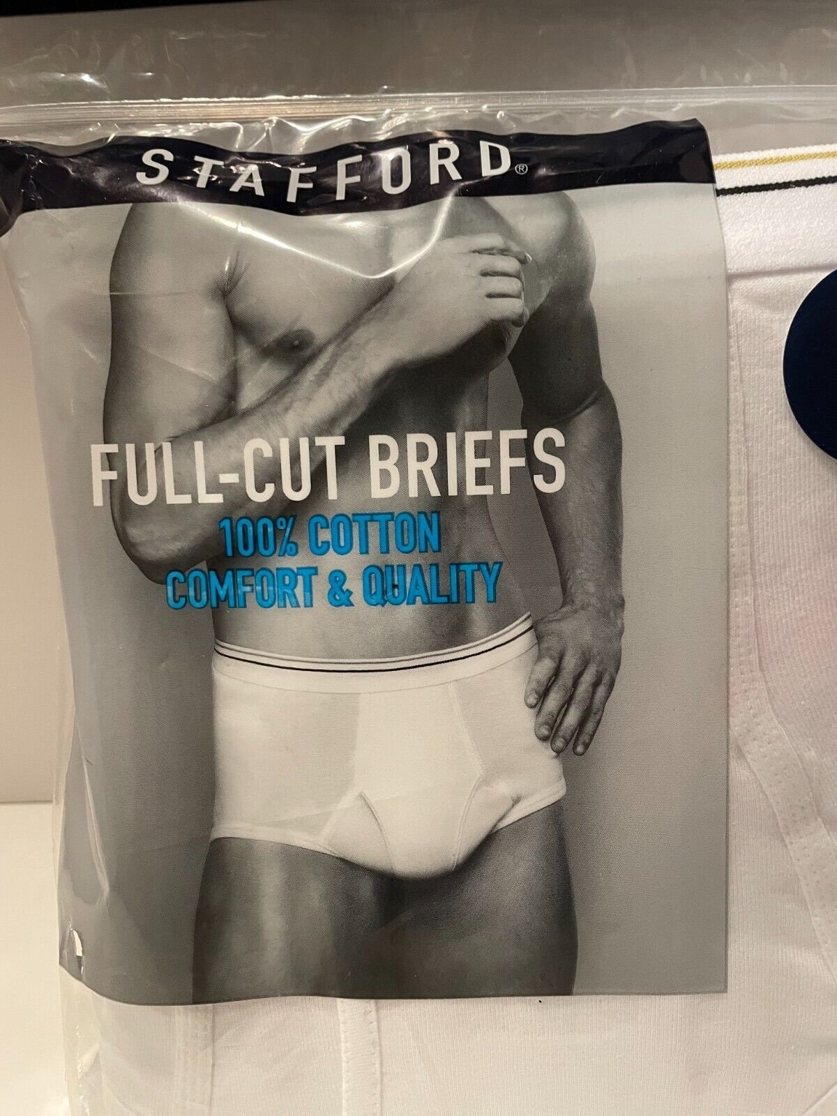 Stafford Men's Full Cut Brief Size 38 White 100% Cotton 6-pack NIP 12 Pairs  